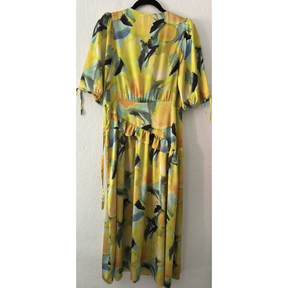 Topshop Womens Floral Midi Wrap Occasion Dress In Yellow Floral Print Size US 12 - Picture 13 of 16